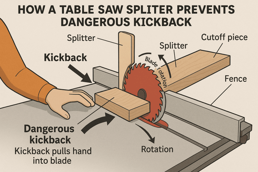 How a Table Saw Splitter Prevents Dangerous Kickback