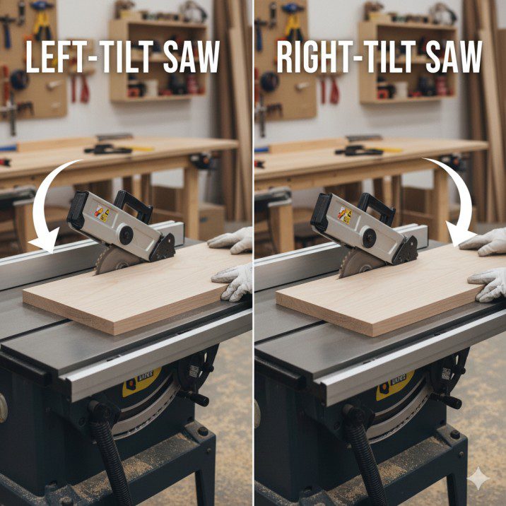 left tilt vs right tilt table saws