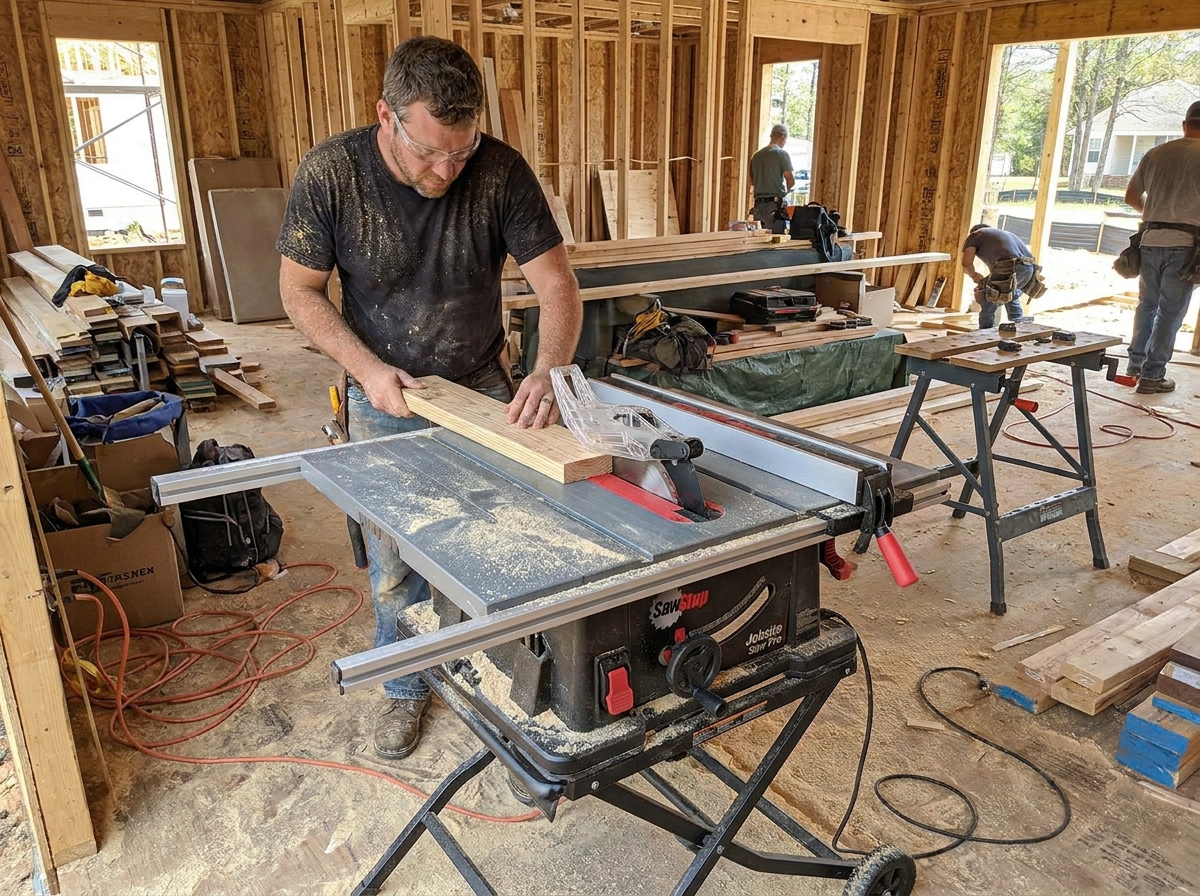 SawStop Jobsite Saw Pro in use on a jobsite