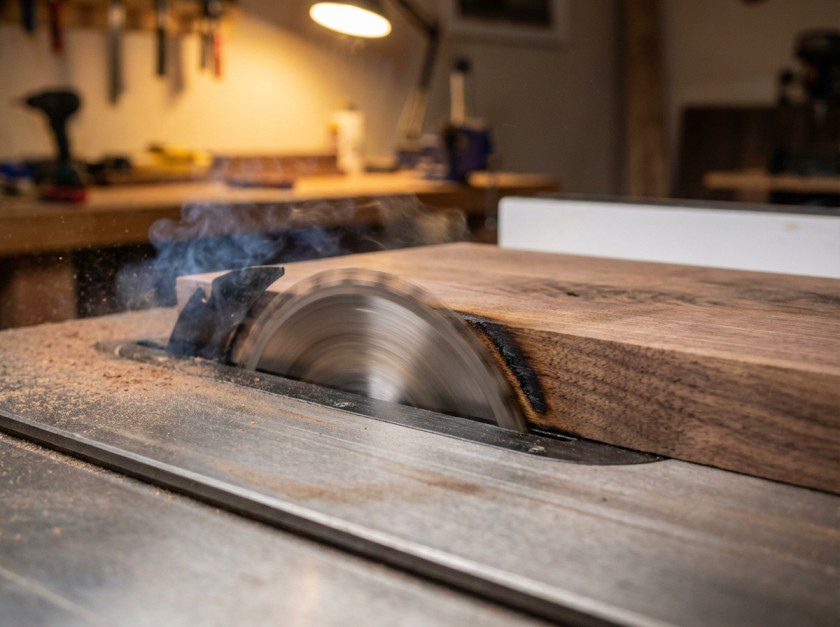 table saw burn wood