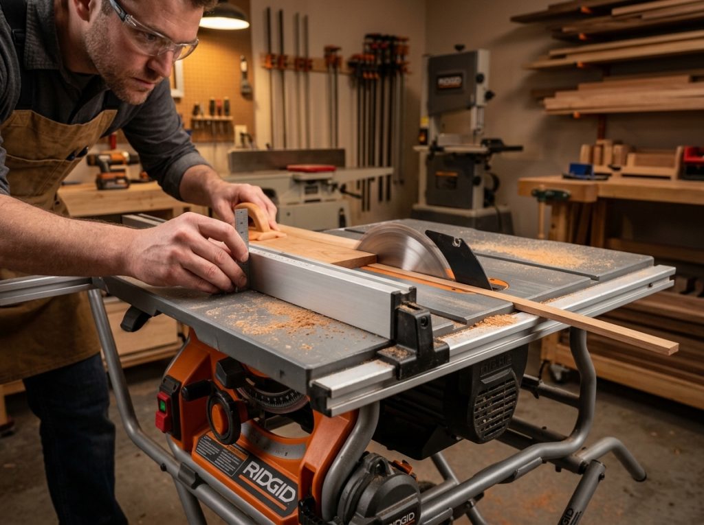 Woodworker cutting hardwood strip 202607112241