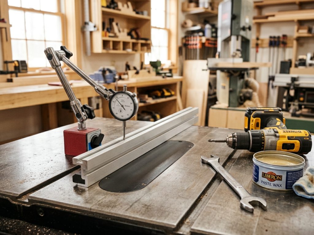 Woodworker hands using dial indi… 202607120054